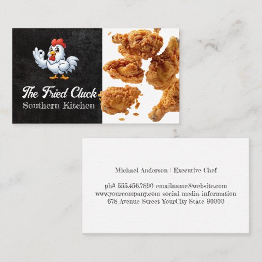 Chicken Character Logo | Falling Fried Chicken Visitekaartje (Voorkant / Achterkant)
