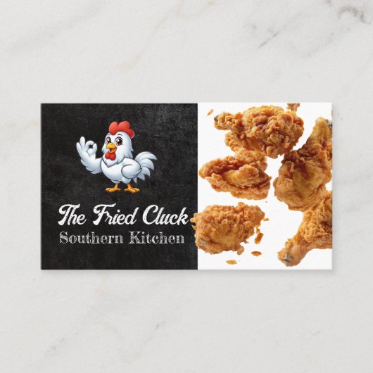 Chicken Character Logo | Falling Fried Chicken Visitekaartje (Voorkant)