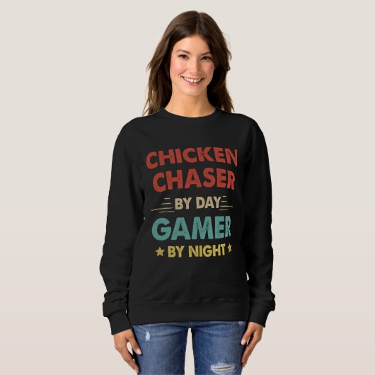 Chicken Chaser By Day Gamer By Night Trui (Voorkant volledig)