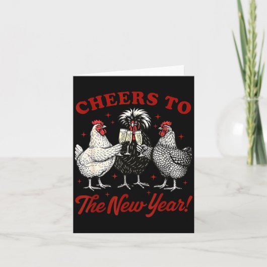Chicken Cheers To The New Year  Kaart (Voorkant)
