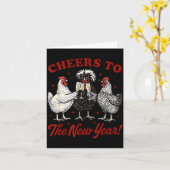 Chicken Cheers To The New Year  Kaart (Gele Bloem)