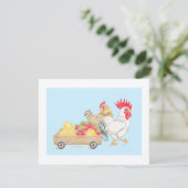 Chicken Chicks Family Strawberries Blue Flat  Card Bedankkaart (Staand voorkant)