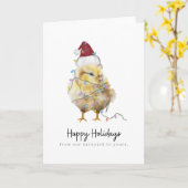 Chicken Christmas baby chick blanco kaart (Gele Bloem)