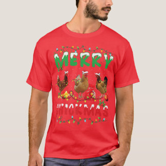 Chicken Christmas Fairy Lights Merry Xmas Chicken T-shirt