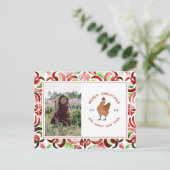 Chicken Christmas Foto Waterverf Feestdagenkaart (Staand voorkant)