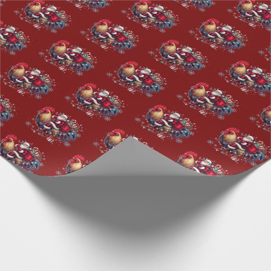 Chicken Christmas Gift Wrap | sinterklaas Cadeaupapier (Hoek)