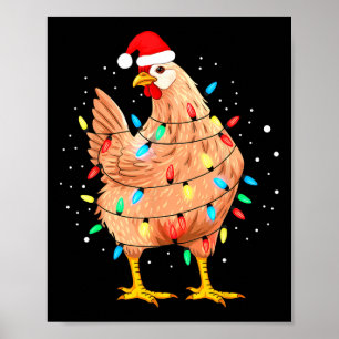Chicken Christmas Lights Boerderij Animal Funny Xm Poster