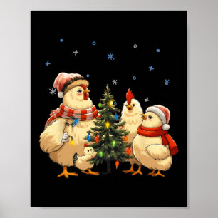 Chicken Christmas Lights Boerderij Animal Funny Xm Poster