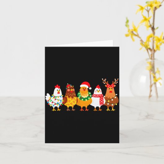 Chicken Christmas Lights Farm-girl Animal Lover Ro Kaart (Gele Bloem)