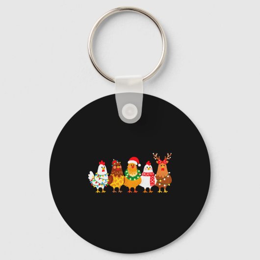Chicken Christmas Lights Farm-girl Animal Lover Ro Sleutelhanger (Voorkant)