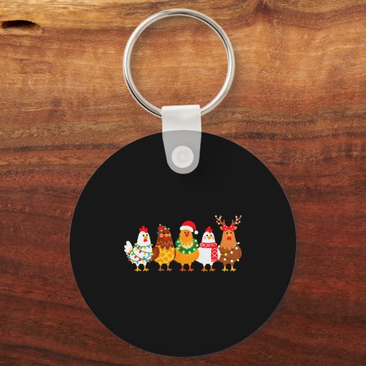 Chicken Christmas Lights Farm-girl Animal Lover Ro Sleutelhanger (Voorkant)