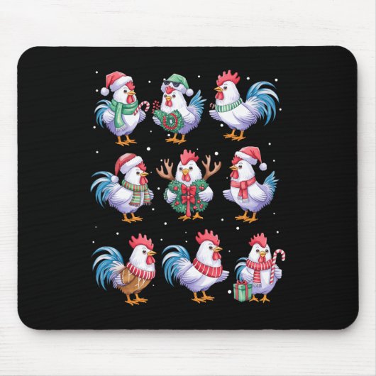 Chicken Christmas Lights Funny Chickens Liefhebber Muismat (Voorkant)