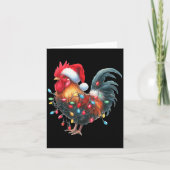 Chicken Christmas Lights Funny Santa Hat Merry Xma Kaart (Voorkant)