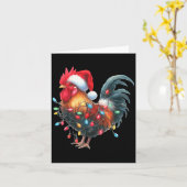 Chicken Christmas Lights Funny Santa Hat Merry Xma Kaart (Gele Bloem)