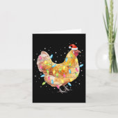 Chicken Christmas Lights Santa Hat Chicken Farm An Kaart (Voorkant)