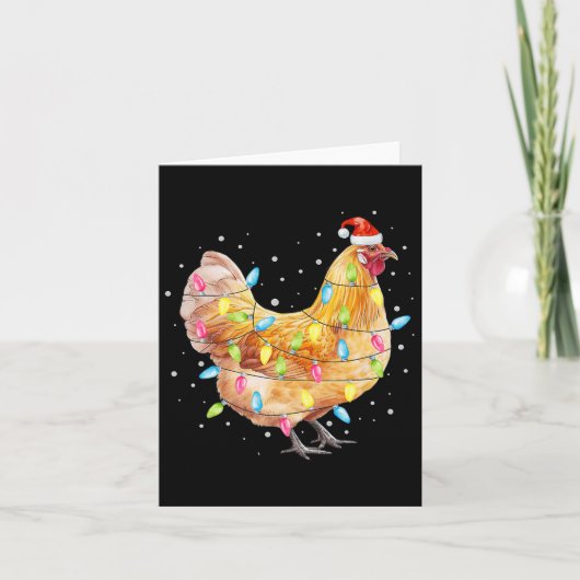 Chicken Christmas Lights Santa Hat Chicken Farm An Kaart (Voorkant)
