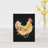 Chicken Christmas Lights Santa Hat Chicken Farm An Kaart (Gele Bloem)