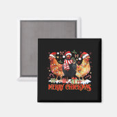 Chicken Christmas Merry Chickmas Santa Claus Hat F Magneet (Voorkant / Achterkant)