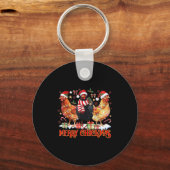 Chicken Christmas Merry Chickmas Santa Claus Hat F Sleutelhanger (Voorkant)