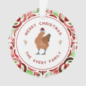 Chicken Christmas Rode & Groene Waterverf Ornament (voorkant)