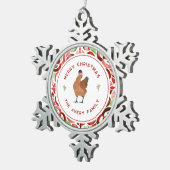 Chicken Christmas Rode & Groene Waterverf Tin Sneeuwvlok Ornament (Rechts)