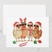 Chicken Christmas Santa Hat Boerderij Familie Xmas Feestdagenkaart (Voorkant / Achterkant)