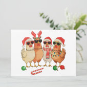Chicken Christmas Santa Hat Boerderij Familie Xmas Feestdagenkaart (Staand voorkant)