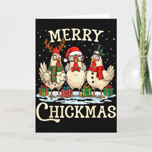 Chicken Christmas Santa Hat Merry Chickmas Xmas Fa Kaart (Voorkant)