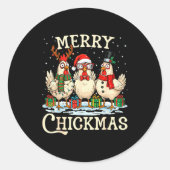 Chicken Christmas Santa Hat Merry Chickmas Xmas Fa Ronde Sticker (Voorkant)