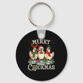 Chicken Christmas Santa Hat Merry Chickmas Xmas Fa Sleutelhanger (Voorkant)