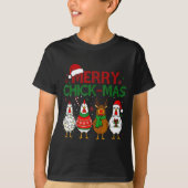 Chicken Christmas Santa Hat Merry Chickmas Xmas Fa T-shirt (Voorkant)