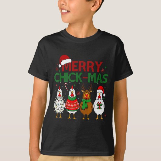 Chicken Christmas Santa Hat Merry Chickmas Xmas Fa T-shirt (Voorkant)