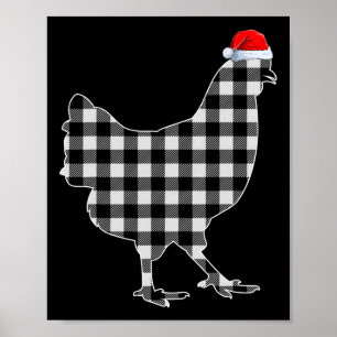 Chicken Christmas Shirt Zwart-wit Buffalo PL Poster