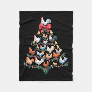 Chicken Christmas Tree Boerderij Animal Holiday De Fleece Deken