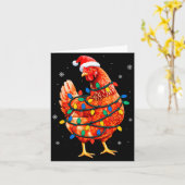 Chicken Christmas Tree Lights Farm Animal Santa Xm Kaart (Gele Bloem)