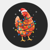 Chicken Christmas Tree Lights Farm Animal Santa Xm Ronde Sticker (Voorkant)