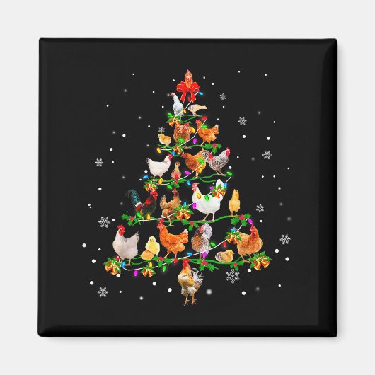 Chicken Christmas Tree Ornament Decor Xmas Magneet (Voorkant)