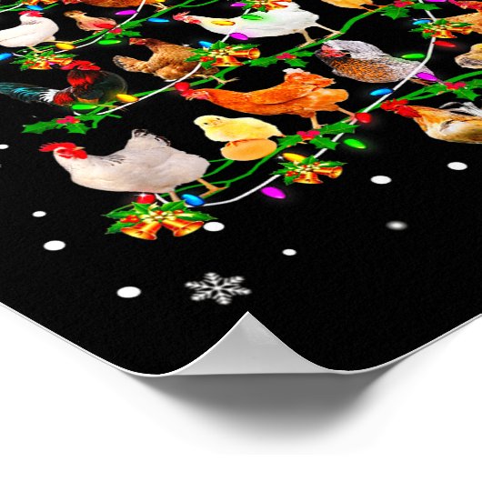 Chicken Christmas Tree Ornament Decor Xmas Poster (Hoek)