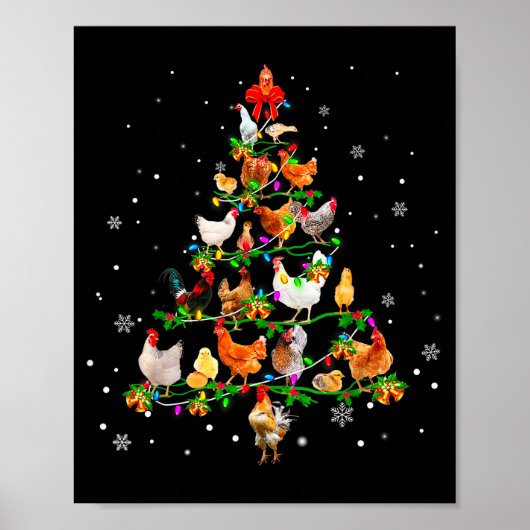 Chicken Christmas Tree Ornament Decor Xmas  Poster (Voorkant)