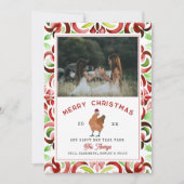 Chicken Christmas Waterverf Foto Feestdagenkaart (Voorkant)