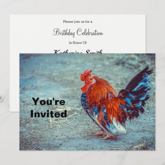 Chicken Colorful Rooster Photo Birthday Kaart (Voorkant / Achterkant)