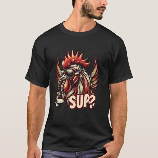 Chicken Cool Haan met zonnebril Sup T-shirt (Voorkant)