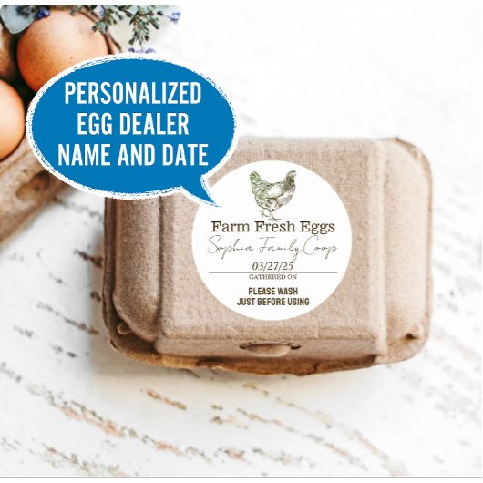 Chicken Coop  Gepersonaliseerde Egg Dealer Naam Ronde Sticker