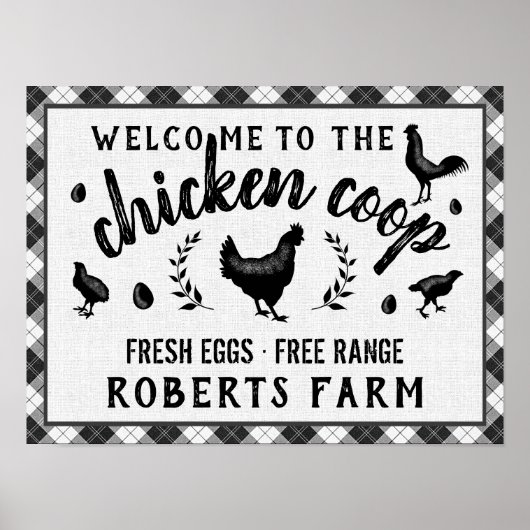 Chicken Coop Hen Black Buffalo Check Plays Land Poster (Voorkant)
