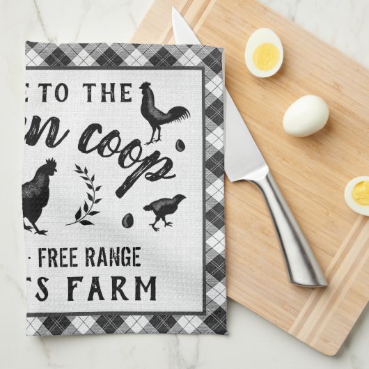 Chicken Coop Hen Black Buffalo Check Plays Land Theedoek (Quarter Fold)