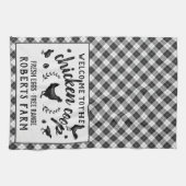 Chicken Coop Hen Black Buffalo Check Plays Land Theedoek (Horizontaal)