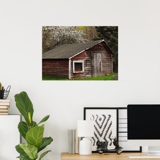 Chicken Coop in Spring Poster (Thuiskantoor)