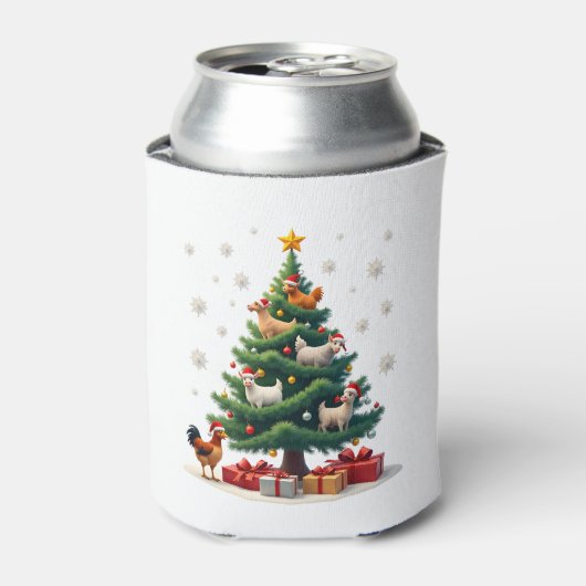 Chicken Cow Goat Horse Farm Animal Farmer Christma Blikjeskoeler (Blikje Voorkant)