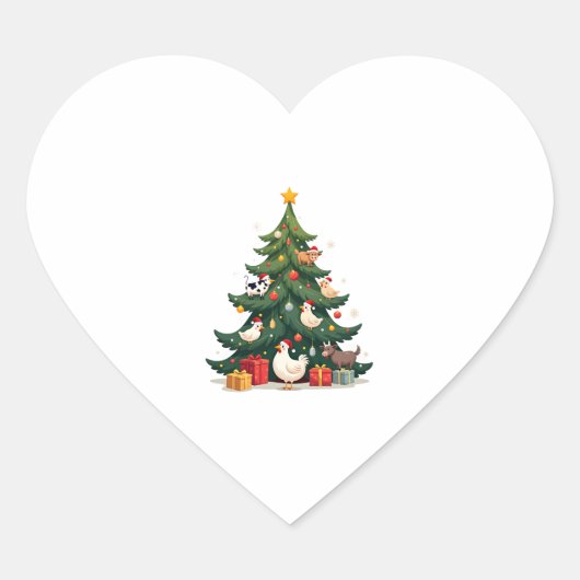 Chicken Cow Goat Horse Farm Animal Farmer Christma Hart Sticker (Voorkant)