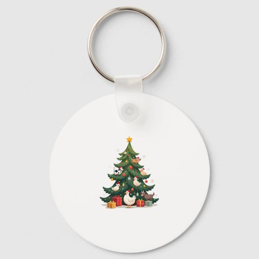 Chicken Cow Goat Horse Farm Animal Farmer Christma Sleutelhanger (Voorkant)